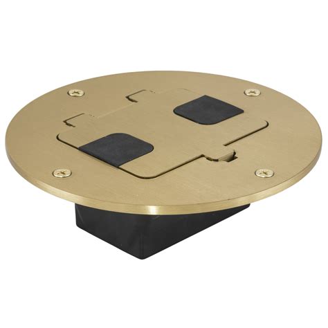 TradeSelect, Floor Box with Tile Flange and Door, Brass